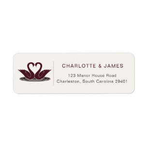 Burgundy Rose Whimsical Swan Monogram Mailer