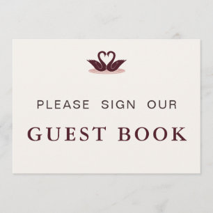 Burgundy Rose Whimsical Swan Tabletop Sign