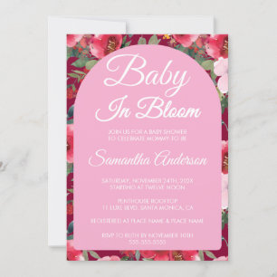 Burgundy Roses Baby In Bloom Baby Shower Invitation