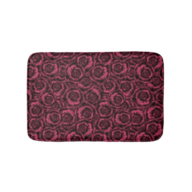 Burgundy roses bath mat (Front)