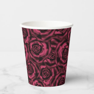 Burgundy roses bath towel set paper cups
