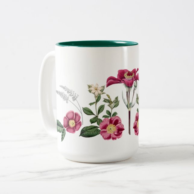 Burgundy Roses Botanical Art Mug (Front Left)