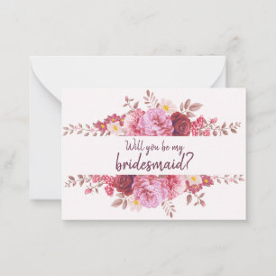 Burgundy Roses Bridesmaid Proposal Card