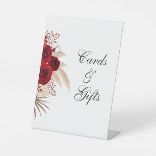 Burgundy Roses Cards & Gifts Table Sign