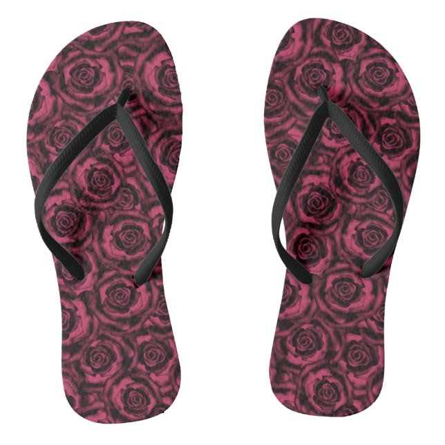 Burgundy roses flip flops (Footbed)