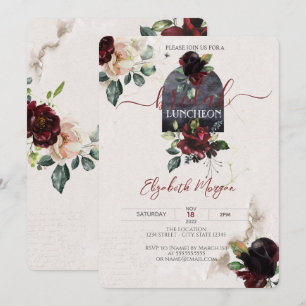 Burgundy Roses Flowers Bridal Luncheon Invitation