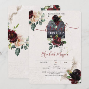 Burgundy Roses Flowers Bridal Luncheon Invitation