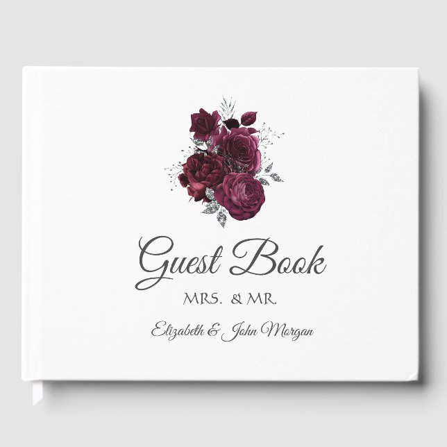 Burgundy Roses Guest Book (Front)