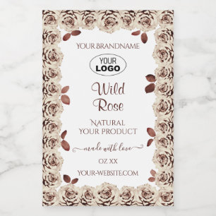 Burgundy Roses on White Product Labels with Logo