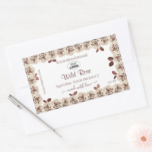 Burgundy Roses on White Product Labels with Logo