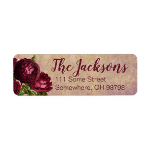 Burgundy Roses Return Address Labels
