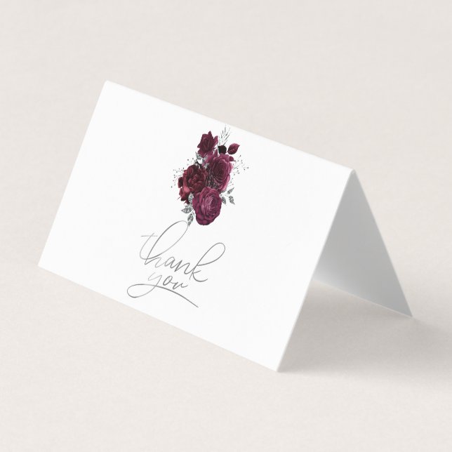 Burgundy Roses Thank You Card (Front)