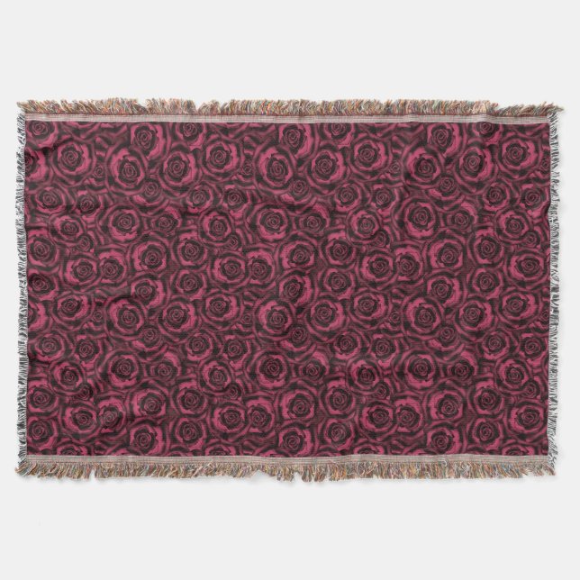Burgundy roses throw blanket (Front)