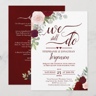 Burgundy Roses We Still Do Vow Renewal & Details Invitation