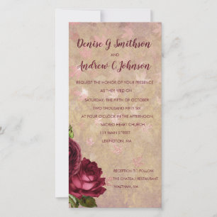 Burgundy Roses Wedding Announcement 
