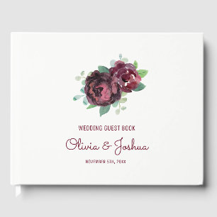 Burgundy Roses Wedding Guest Book