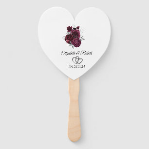 Burgundy Roses Wedding  Hand Fan