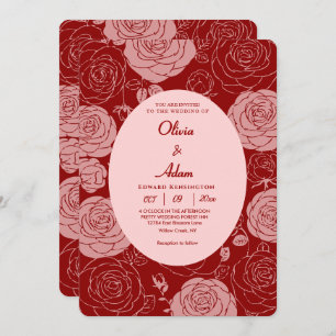 Burgundy Roses Wedding Invitation