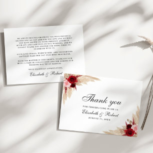 Burgundy Roses Wedding Thank You Card