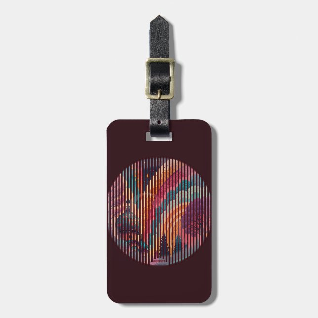 Burgundy Round Stripe Luggage Tag – Customisable (Front Vertical)
