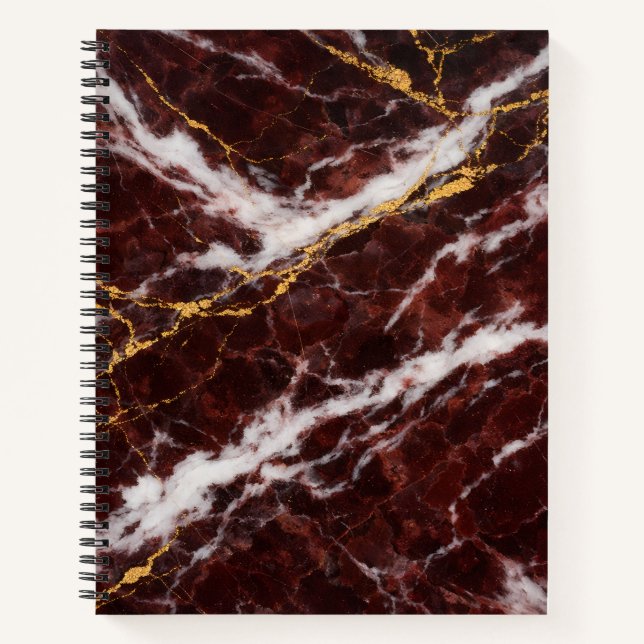 Burgundy Royale Marble with White & Gold Veining Notebook (Front)