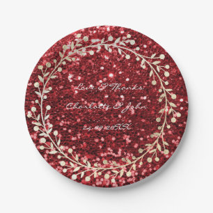 Burgundy Rube Red  Foxier Gold Wreath Garland Paper Plate
