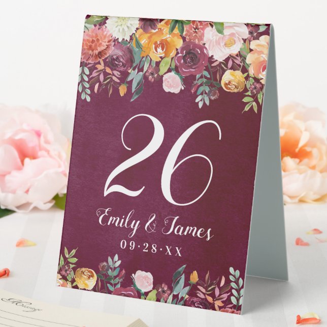 Burgundy Rustic Fall Floral Wedding Monogram (In SItu (Wedding))