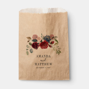 Burgundy Rustic Floral Custom Wedding Favour Bag