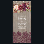 Burgundy Rustic Floral Wedding Programs Programme<br><div class="desc">Marsala flowers and lace rustic wedding programs</div>
