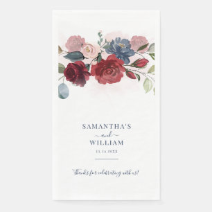 Burgundy Rustic Floral Wedding Reception Napkin