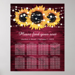 Burgundy Rustic Sunflower Wedding Seating Chart 8