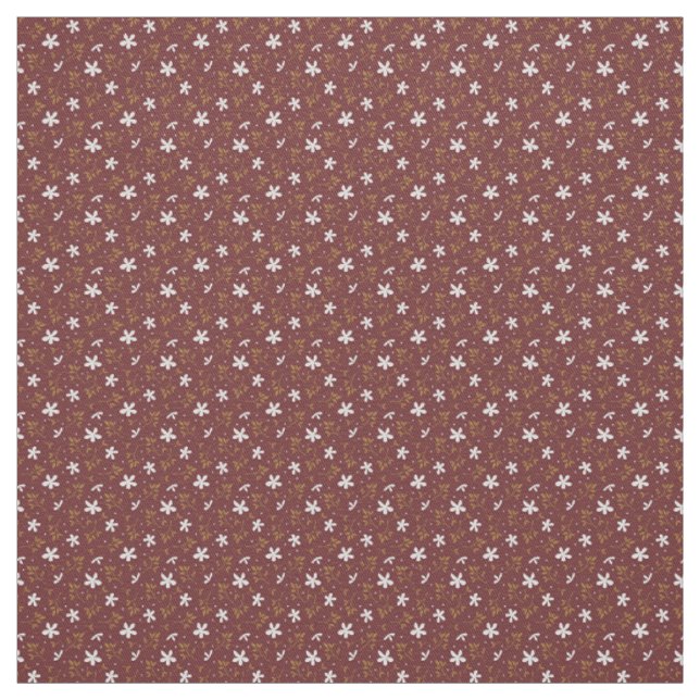 Burgundy Rustic Wildflower Countryside Pattern Fabric (Swatch)