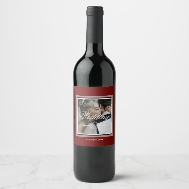 Burgundy’s red wedding wine label (Front)