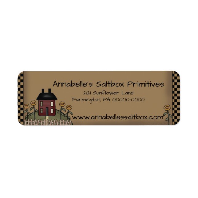 Burgundy Saltbox & Sunflowers Personalised Address (Front)