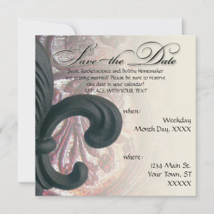 burgundy/sand "iron fleur de lis" SAVE THE DATE