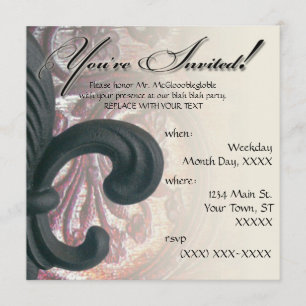burgundy/ sand "iron fleur de lis" square invitation