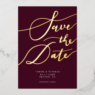 Burgundy Save The Date Calligraphy