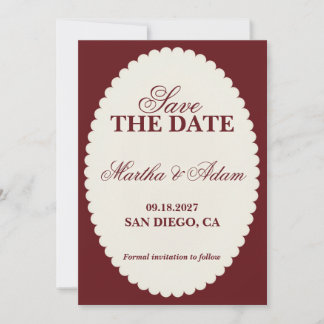 Burgundy Save the Date Invitation