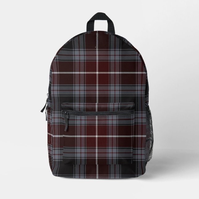 Burgundy Scholar Plaid Printed Backpack (Front)