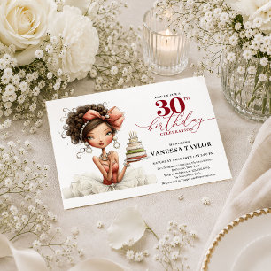 Burgundy Script 30th Birthday Funny Woman Party Invitation