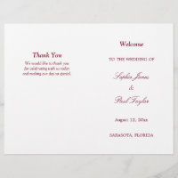 Burgundy Script Bi-Fold Wedding Program