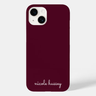 Burgundy Script    Stylish Monogram Modern Case-Mate iPhone 14 Case
