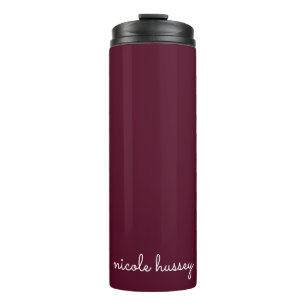 Burgundy Script    Stylish Monogram Modern Thermal Tumbler