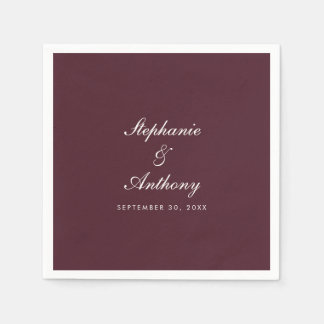 Burgundy Script Tuscan Villa Wedding Napkin