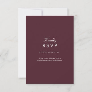 Burgundy Script Tuscan Villa Wedding RSVP Card