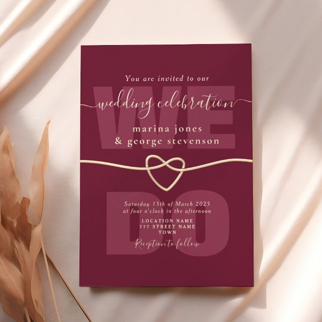 Burgundy Script Wedding Reception Invite (Creator Uploaded)