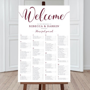 Burgundy Seating Chart Alphabetical Table Plan