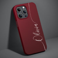 Burgundy Shimmer Elegant Calligraphy Script Name