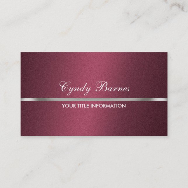 Burgundy Shimmer with Silver Business Card (Front)
