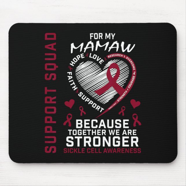 Burgundy Sickle Cell Awareness Items Mamaw Support Mouse Mat (Front)